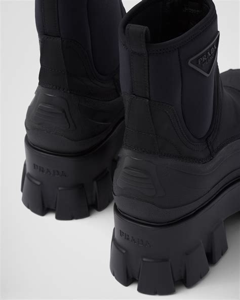 prada monolith recycled-nylon gabardine boots|Prada nylon gabardine boots.